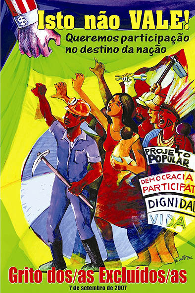 Cartaz do Grito dos Excluídos 2007 - tema Plebiscito Reestatização Vale do Rio Doce