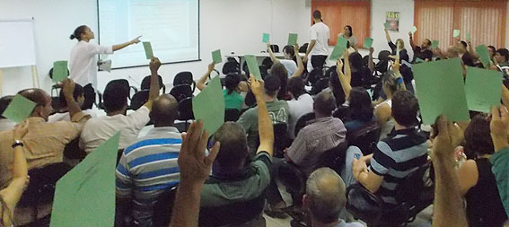 Na assembleia, realizada na Regional Vinhedo Sindicato Químicos Unificados,servidores municipais de Vinhedo votam e aprovam pauta de reivindicações