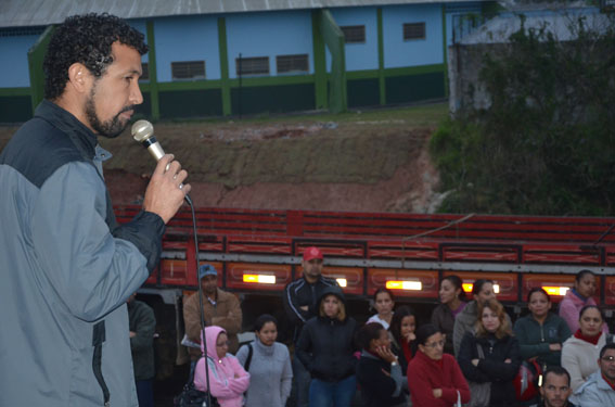 Givanildo, dirigente da Regional Osasco, durante assembleia na Eldorado, em Barueri