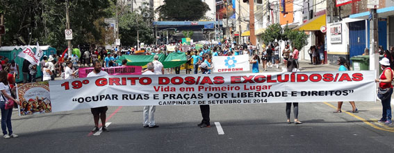 Grito dos Excluídos 2014, na avenida Francisco Glicério, em Campinas